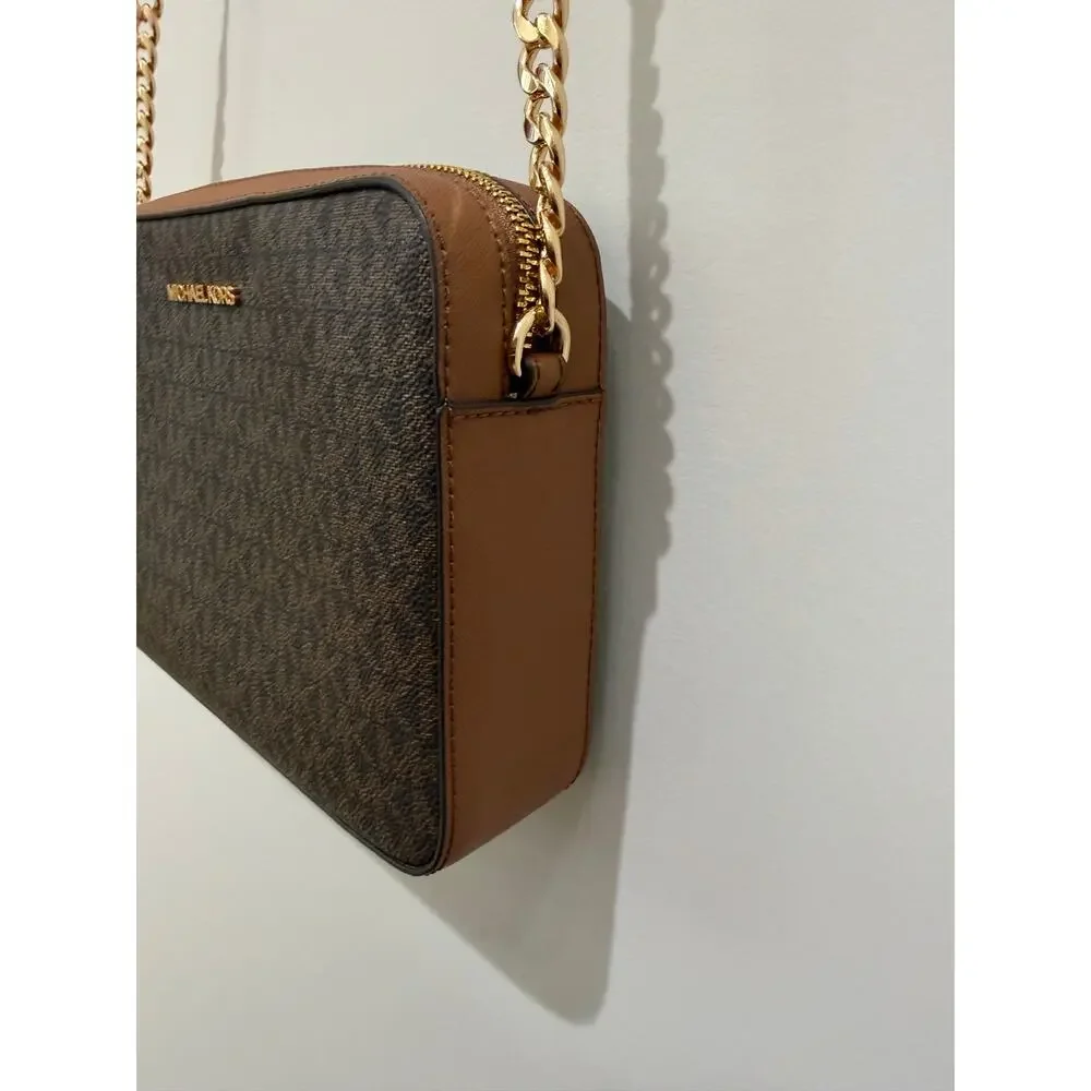 Michael Kors Jet Set Brown Signature East West Crossbody Handbag -in great cond